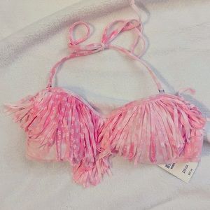 NWT pink floral fringe bandeau A&F